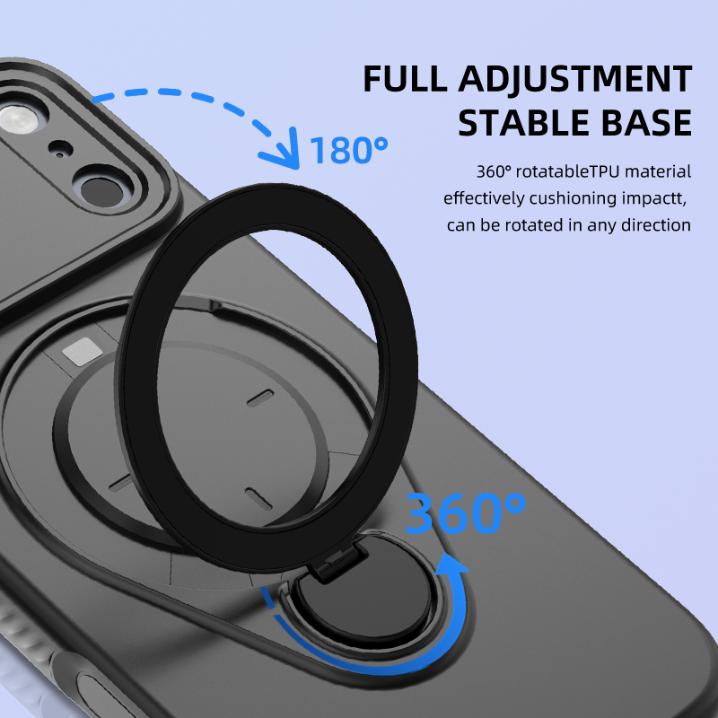 Magnetic Shockproof Case with 360-Degree Rotating Ring Stand for iPhone 17 Pro Max â Slim Protective Phone Cover with Airbag Corners and Wireless Charging Support for Home, Office, Travel and Daily Use (Purple).
