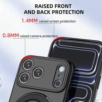 Magnetic Shockproof Case with 360-Degree Rotating Ring Stand for iPhone 17 Pro Max â Slim Protective Phone Cover with Airbag Corners and Wireless Charging Support for Home, Office, Travel and Daily Use (Purple).