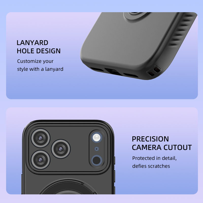 Magnetic Shockproof Case with 360-Degree Rotating Ring Stand for iPhone 17 Pro Max â Slim Protective Phone Cover with Airbag Corners and Wireless Charging Support for Home, Office, Travel and Daily Use (Purple).
