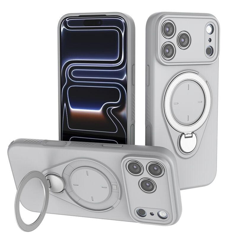 Magnetic Shockproof Phone Case with 360-Degree Rotating Ring Stand and Wireless Charging Support for iPhone 17 Pro â Slim Protective Cover Designed for Home Use, Office Work, Travel, Commuting and Everyday On-the-Go Lifestyle (Grey).