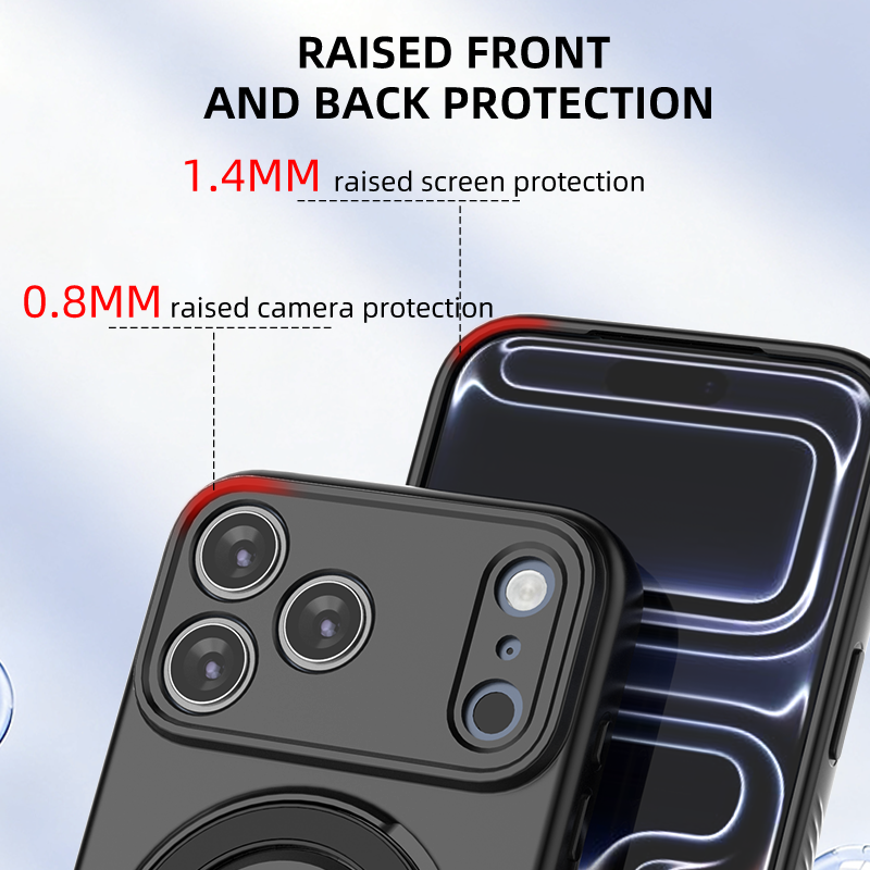 Magnetic Shockproof Phone Case with 360-Degree Rotating Ring Stand and Wireless Charging Support for iPhone 17 Pro â Slim Protective Cover Designed for Home Use, Office Work, Travel, Commuting and Everyday On-the-Go Lifestyle (Grey).