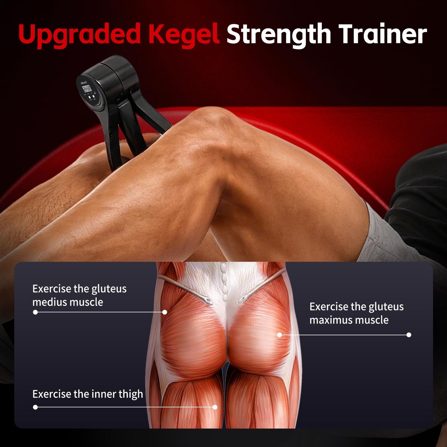 Smart Thigh Trainer with LED Display – 12-80lb Adjustable Resistance, 360° Rotation Kegel Exercise Equipment for Men & Women (Black) | Other Colors Available in Store