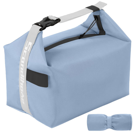 Foldable Lunch Bag â Reusable Insulated Cooler Tote with Waterproof Zipper, Leak-Proof Design, Lightweight & Compact, Ideal for Work, School, Picnic, Travel (Blue).