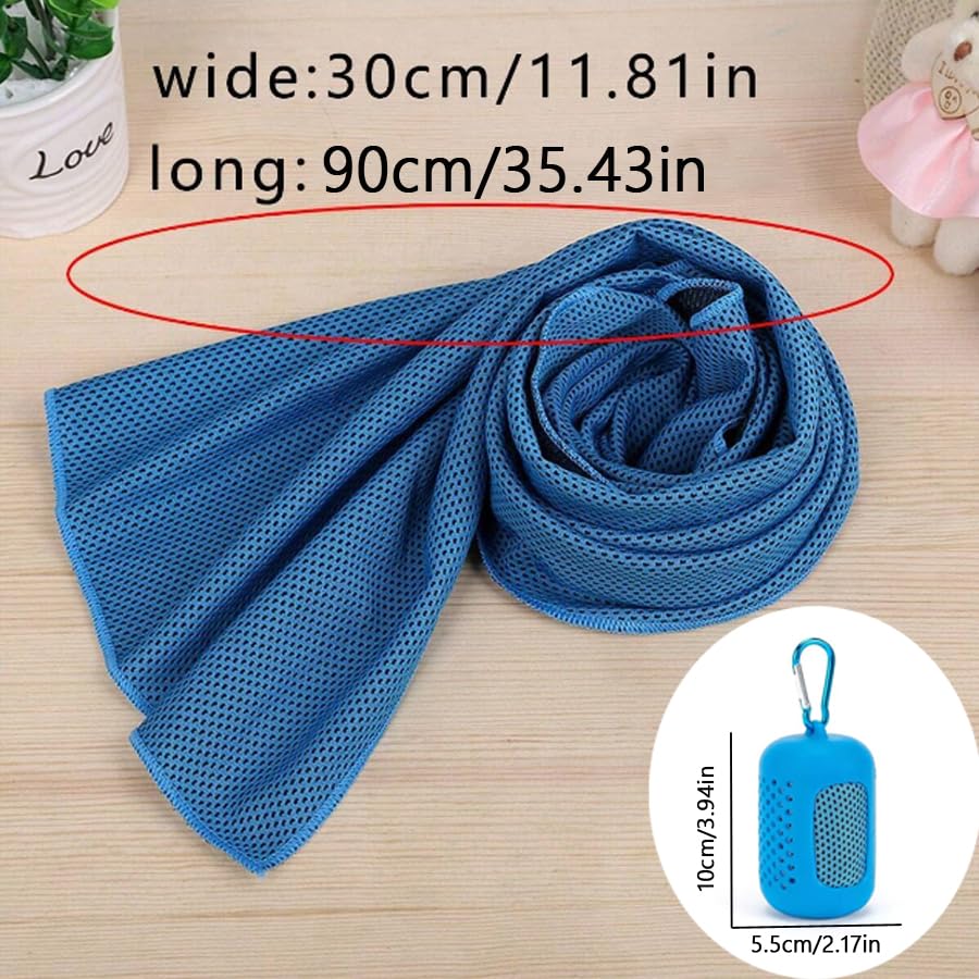 Instant Cooling Towel – Quick-Dry Sport Towel with EVA Storage Case & Carabiner Clip, Ideal for Gym, Outdoor, Travel Swimming(Orange)