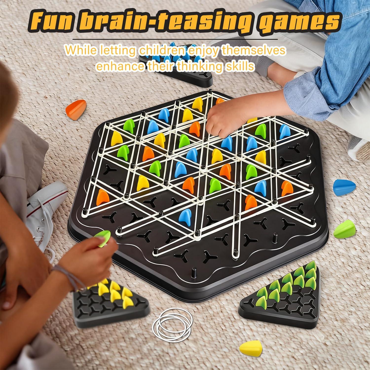 Chain Game â Multiplayer Strategy Board Puzzle for Kids & Adults | Fun Geometric Chess with Rubber Bands, 2â4 Players | Ideal Family Game for Parties, Gifts & Screen-Free Play.