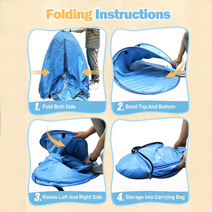 Pop Up Beach Tent: 3-4 Person UPF 50+ Sun Shelter with Carry Bag â Quick-Setup Shade for Beach/Camping(XL).