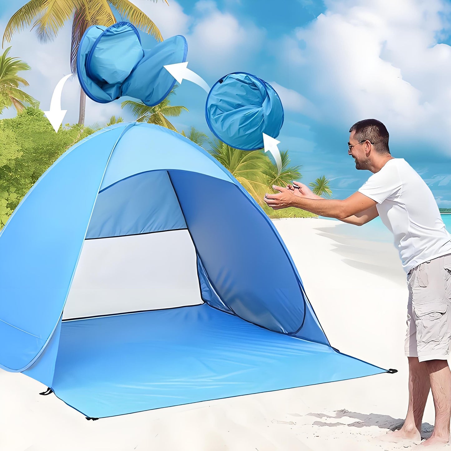 Pop Up Beach Tent: 3-4 Person UPF 50+ Sun Shelter with Carry Bag â Quick-Setup Shade for Beach/Camping(XL).