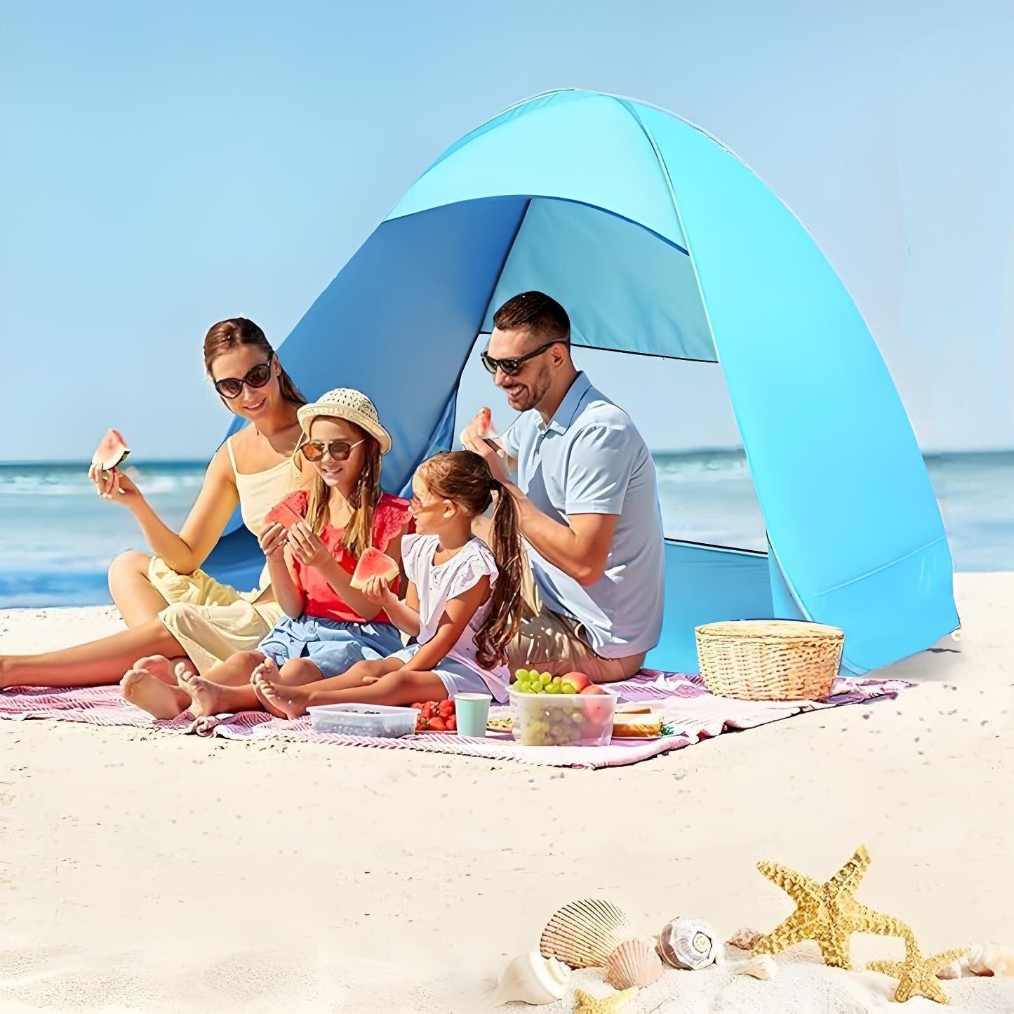 Pop Up Beach Tent: 3-4 Person UPF 50+ Sun Shelter with Carry Bag â Quick-Setup Shade for Beach/Camping(XL).