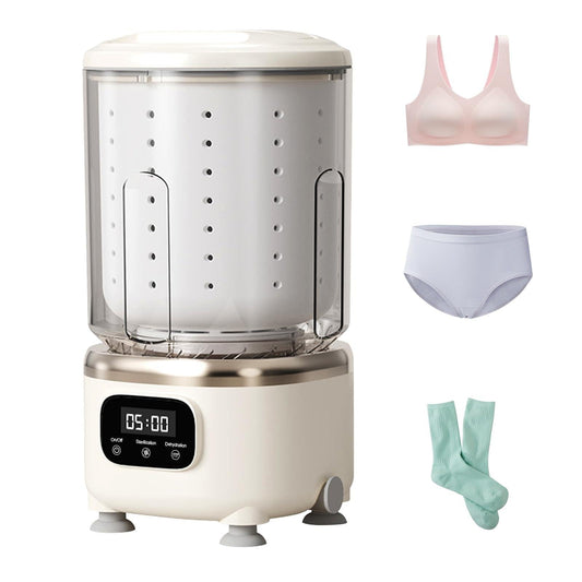 Portable Mini Washing Machine with Spin Dry & UV Sterilization â 3L Capacity, Wash, Rinse, Dehydrate, and Disinfect in One, Ideal for Underwear, Socks, Baby Clothes (White).