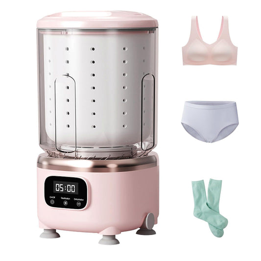 Portable Mini Washing Machine with Spin Dry & UV Sterilization â 3L Capacity, Wash, Rinse, Dehydrate, and Disinfect in One, Ideal for Underwear, Socks, Baby Clothes (Pink).