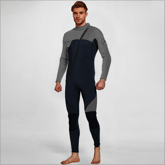 Men's 3mm Full Wetsuit for Surfing Diving & Cold Water Swimming â Front-Zip Neoprene Suit with UV Protection and Flexible Fit(Grey,L)  | Other Colors Available in Store.