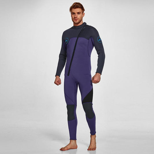 Men's 3mm Full Wetsuit for Surfing Diving & Cold Water Swimming â Front-Zip Neoprene Suit with UV Protection and Flexible Fit(Purple,L)  | Other Colors Available in Store.