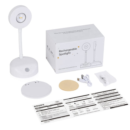 Rechargeable LED Wall Spotlight for Art – Wireless Motion Sensor Picture Light with Remote, 3 Color Temperatures, Dimmable & Adjustable Head, No Wiring Needed (White)