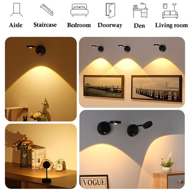 Rechargeable LED Wall Spotlight for Art – Wireless Motion Sensor Picture Light with Remote, 3 Color Temperatures, Dimmable & Adjustable Head, No Wiring Needed (Black) Main Image