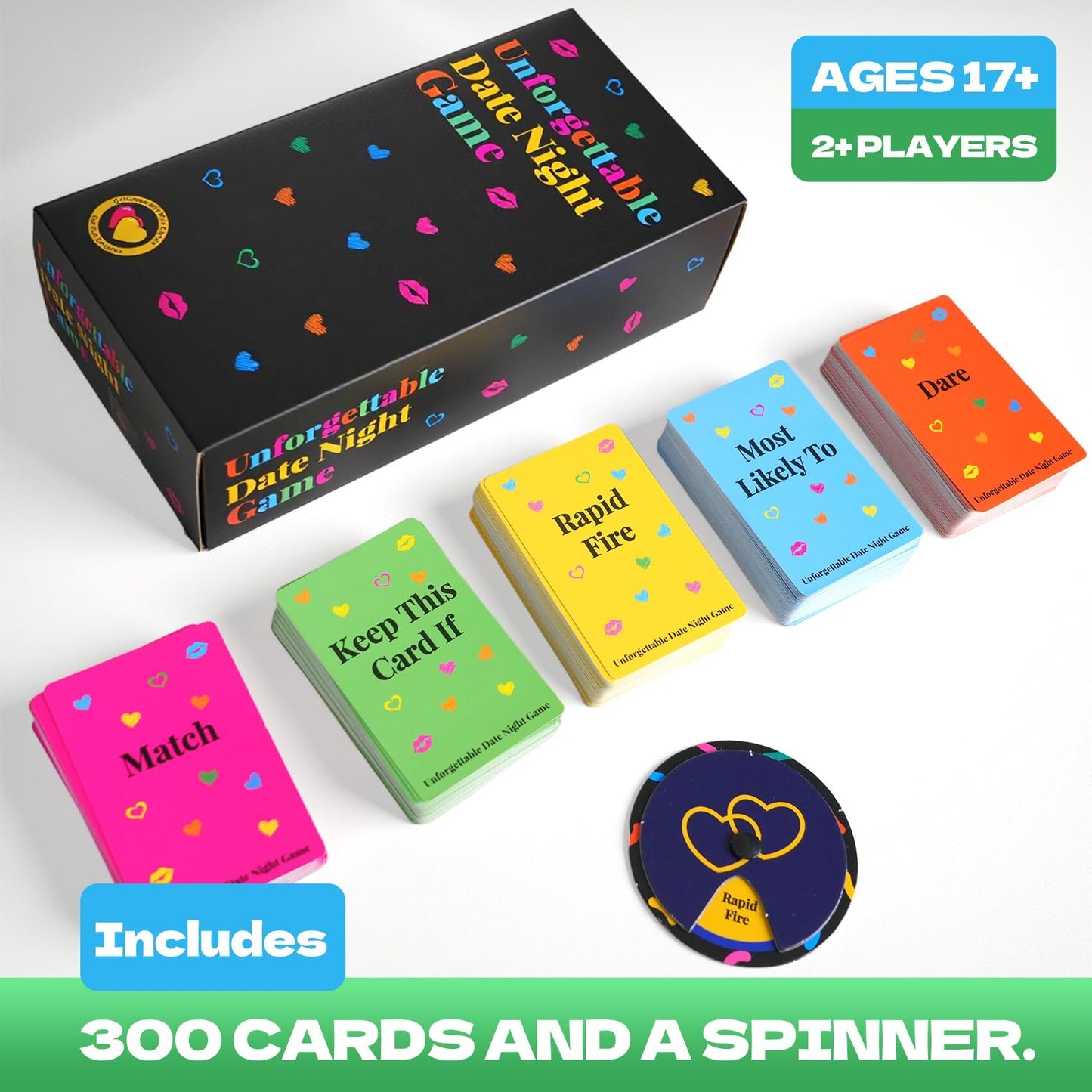 Unforgettable Date Night Game â 300-Card Couple Card Game with Spinner for Romance, Laughter & Connection | Other Fun Games Available In-Store.