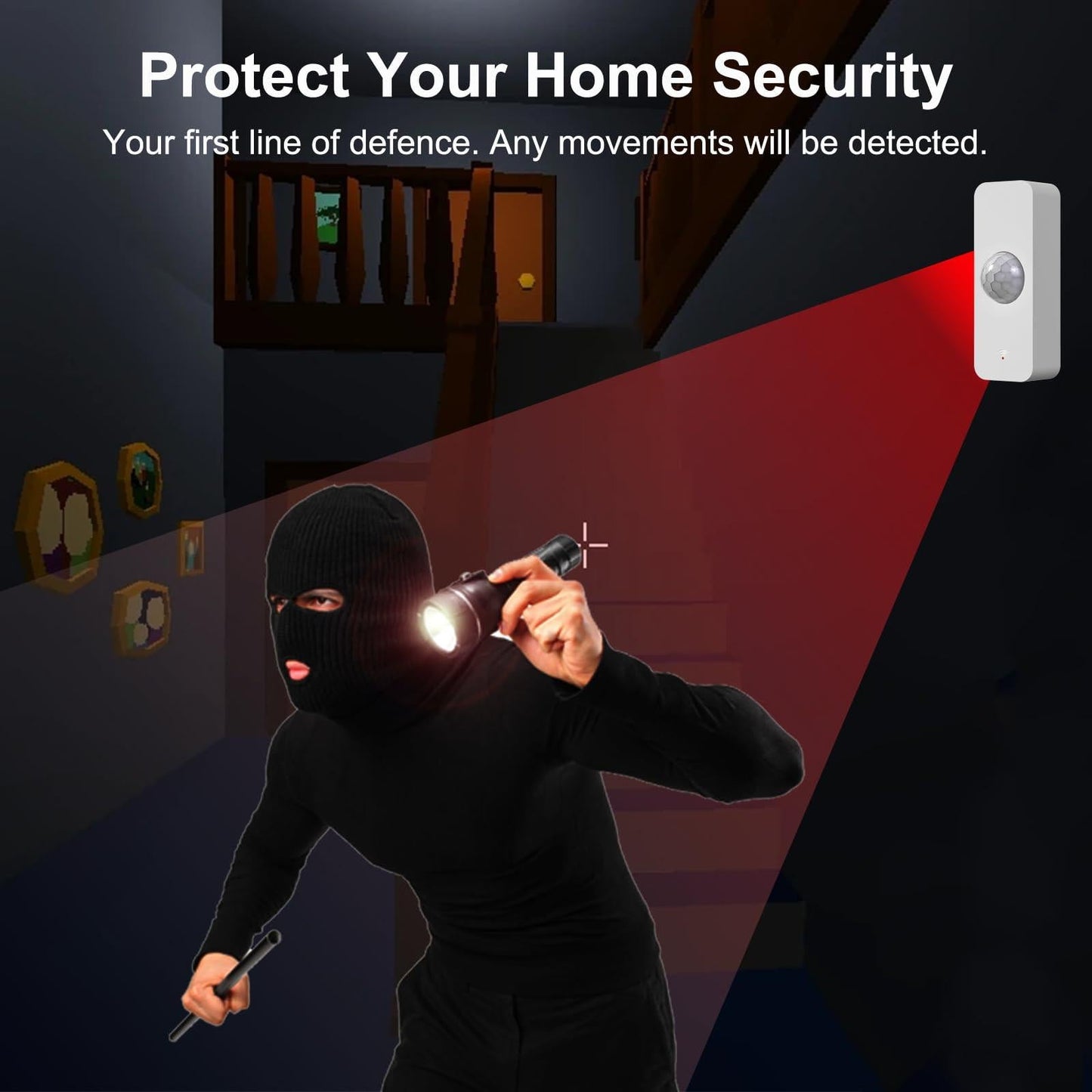 Smart WiFi Motion Sensor with App Alerts â 128Â° Detection, 6m Range, No Hub Required, Voice Control & Automation (White).