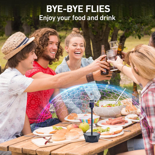 Portable Anti-Fly Fan for Table â Foldable Insect Repeller with Soft Blades, Silent Operation for Indoor Outdoor Use, Picnic, BBQ, Kitchen, and Camping (Black).