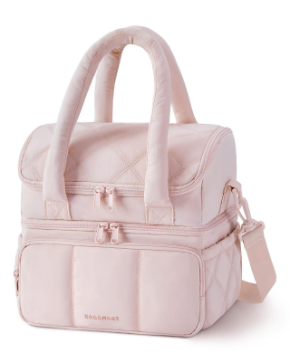 Double-Layer Insulated Lunch Bag with Quilted Design â 11.8L Cooler Tote for Work, Picnics & Travel (Pink) | Other Colors Available In-Store.