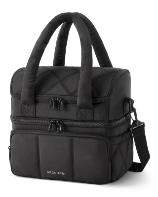 Double-Layer Insulated Lunch Bag with Quilted Design â 11.8L Cooler Tote for Work, Picnics & Travel (Black) | Other Colors Available In-Store.