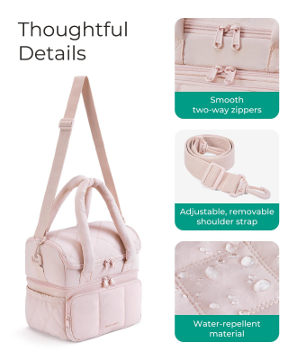 Double-Layer Insulated Lunch Bag with Quilted Design â 11.8L Cooler Tote for Work, Picnics & Travel (Black) | Other Colors Available In-Store.