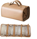 4-in-1 Expandable Makeup Bag with Removable Pockets – Waterproof Travel Cosmetic Organizer for Women, Large Capacity Vanity Case with Hanging Design (Brown)