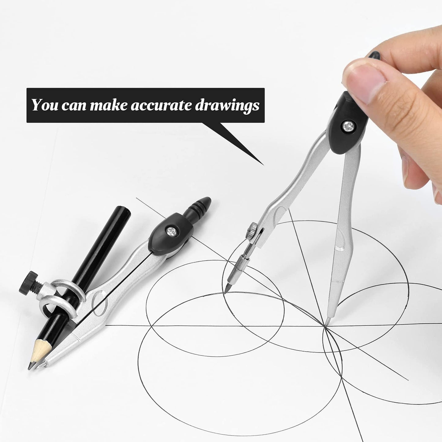 Complete 10-Piece Geometry Kit Set â Precision Drafting Tools with Metal Compasses, Rulers, Protractor & Pencil Sharpener â Ideal for Students, Engineers & Artists (Black).