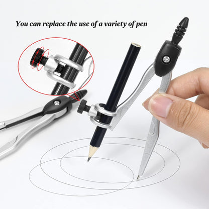 Complete 10-Piece Geometry Kit Set â Precision Drafting Tools with Metal Compasses, Rulers, Protractor & Pencil Sharpener â Ideal for Students, Engineers & Artists (Black).