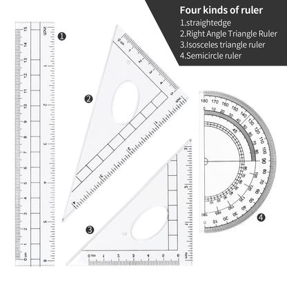 Complete 10-Piece Geometry Kit Set â Precision Drafting Tools with Metal Compasses, Rulers, Protractor & Pencil Sharpener â Ideal for Students, Engineers & Artists (Black).