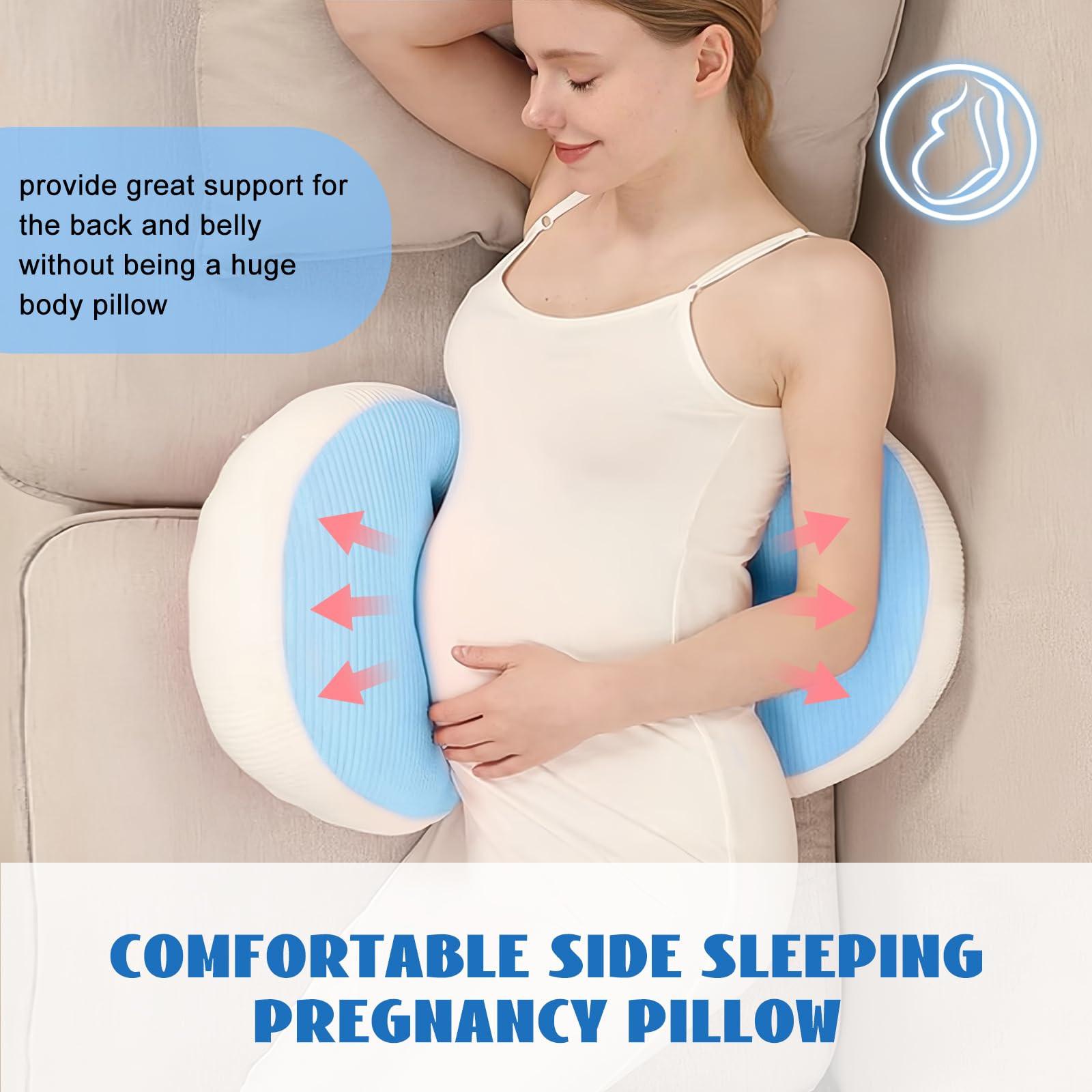 Adjustable Pregnancy Pillow with Velcro Design â Side Sleeping Support for Back, Belly, Hips & Legs, Travel-Friendly Maternity Pillow with Bonus Auxiliary Pillow(Blue).