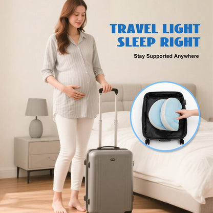Adjustable Pregnancy Pillow with Velcro Design â Side Sleeping Support for Back, Belly, Hips & Legs, Travel-Friendly Maternity Pillow with Bonus Auxiliary Pillow(Blue).