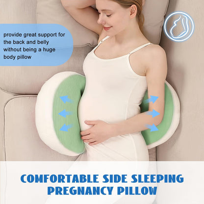 Adjustable Pregnancy Pillow with Velcro Design â Side Sleeping Support for Back, Belly, Hips & Legs, Travel-Friendly Maternity Pillow with Bonus Auxiliary Pillow(Green).