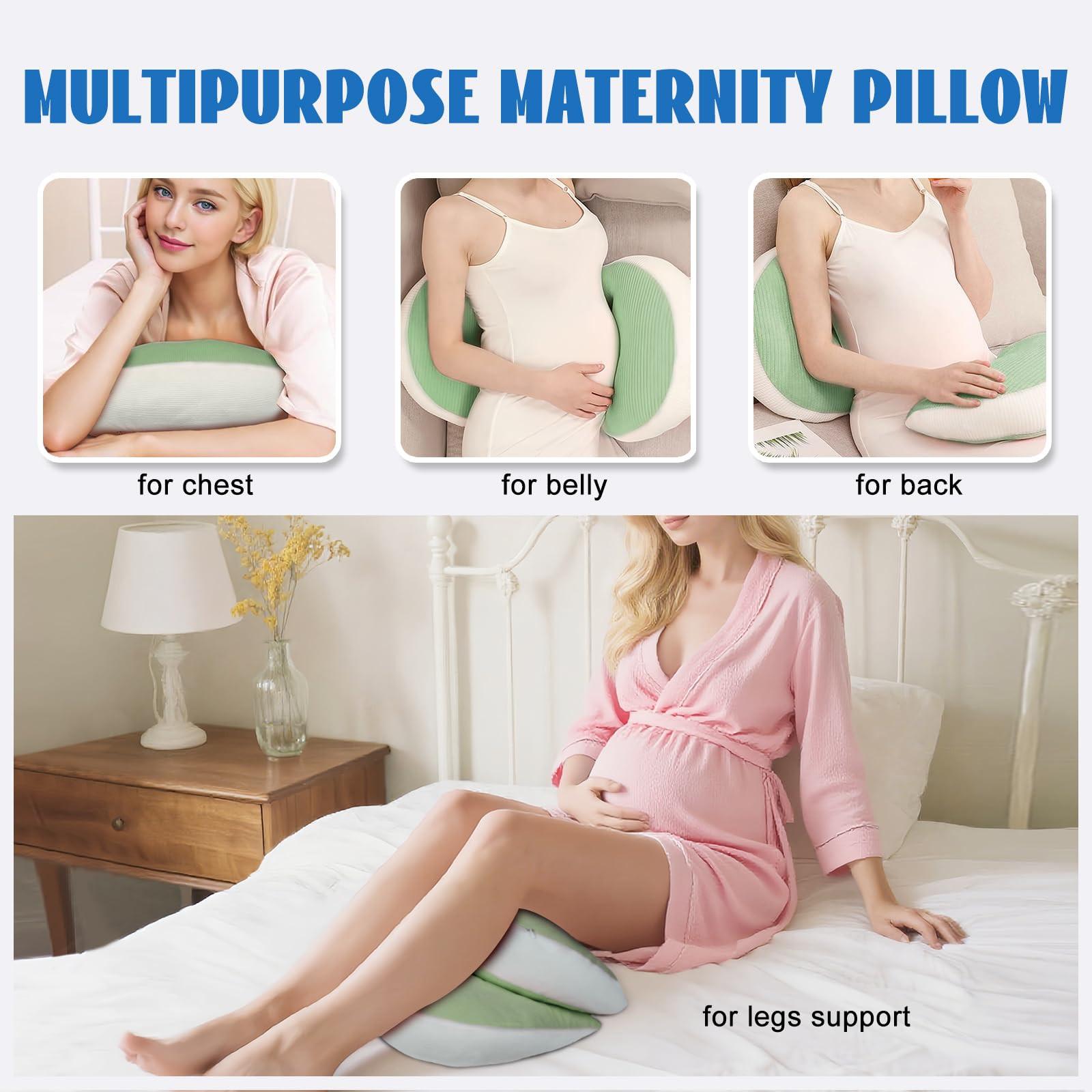 Adjustable Pregnancy Pillow with Velcro Design â Side Sleeping Support for Back, Belly, Hips & Legs, Travel-Friendly Maternity Pillow with Bonus Auxiliary Pillow(Green).