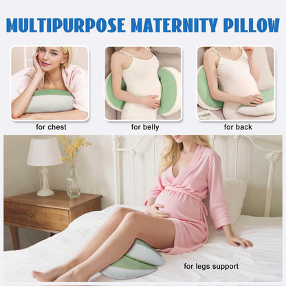 Adjustable Pregnancy Pillow with Velcro Design â Side Sleeping Support for Back, Belly, Hips & Legs, Travel-Friendly Maternity Pillow with Bonus Auxiliary Pillow(Green).