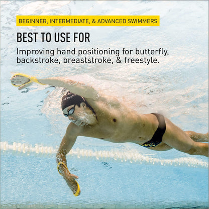 Swimming Forearm Fulcrum Trainer – Figure-8 Design for Early Vertical Forearm (EVF) Technique, Improves Stroke Efficiency & Reduces Shoulder Stress (Yellow,Adult)