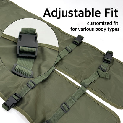 Heavy-Duty Canvas Garden Apron with Pockets & Adjustable Straps – Waterproof Long Apron for Outdoor Work, Farming, BBQ, and Gardening (Green)