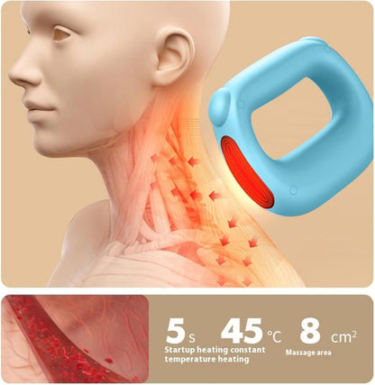 Portable Heated Fascia Ring Massager with 5-Speed Vibration & USB-C Charging – Deep Tissue Muscle Relief for Neck, Back, and Shoulders (Blue) | Other Colors Available In-Store