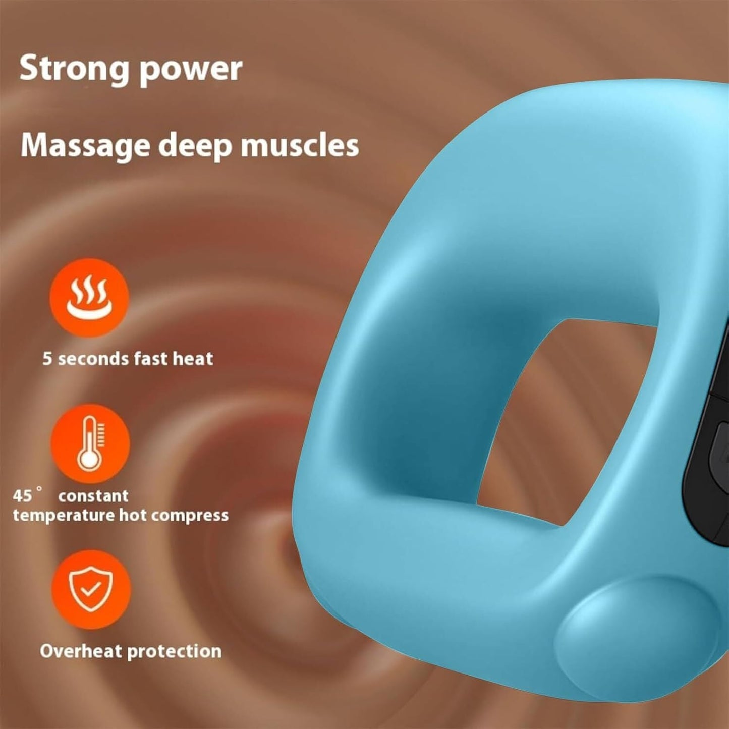 Portable Heated Fascia Ring Massager with 5-Speed Vibration & USB-C Charging – Deep Tissue Muscle Relief for Neck, Back, and Shoulders (Blue) | Other Colors Available In-Store