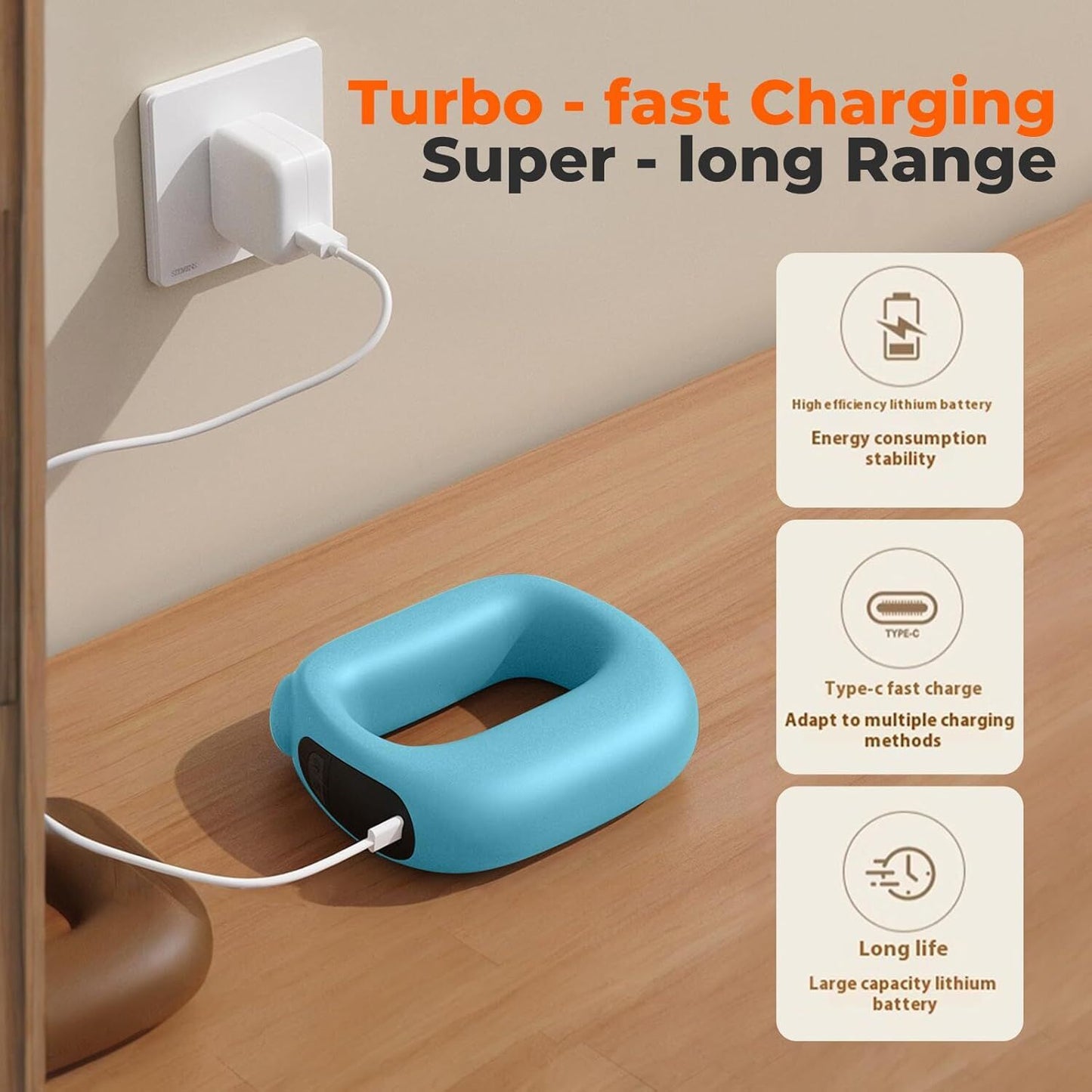 Portable Heated Fascia Ring Massager with 5-Speed Vibration & USB-C Charging – Deep Tissue Muscle Relief for Neck, Back, and Shoulders (Blue) | Other Colors Available In-Store