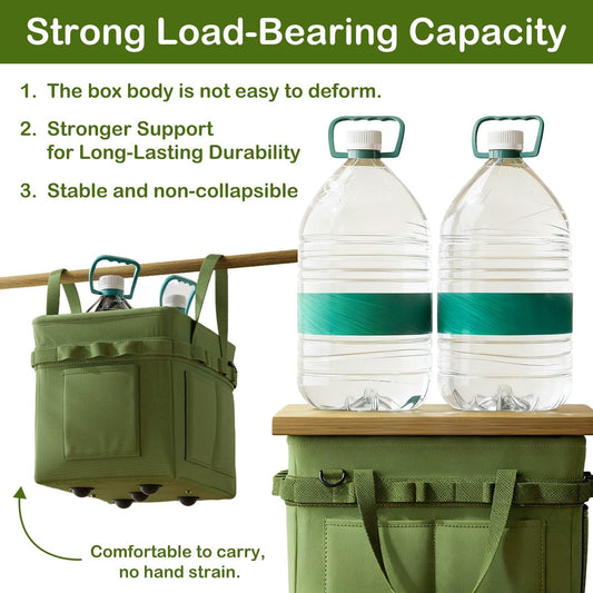 Heavy-Duty Foldable Tool Bag with Side Pockets â Multi-Compartment Oxford Carry Organizer for Tradesmen, DIYers & Outdoor Use (Green).
