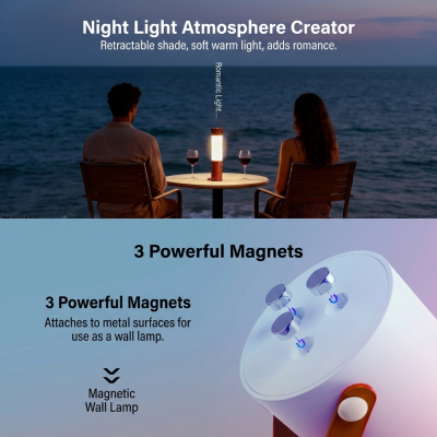 Foldable Outdoor Camping Light with Dual Brightness Modes â Rechargeable Red LED Tent Lamp, IP65 Waterproof, Magnetic Base & Adjustable Neck for Hiking and Emergency Use (Red).