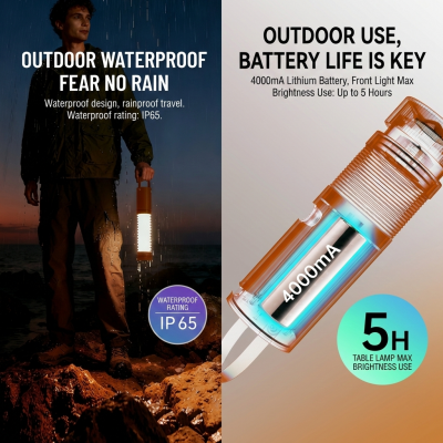 Foldable Outdoor Camping Light with Dual Brightness Modes â Rechargeable Red LED Tent Lamp, IP65 Waterproof, Magnetic Base & Adjustable Neck for Hiking and Emergency Use (Red).