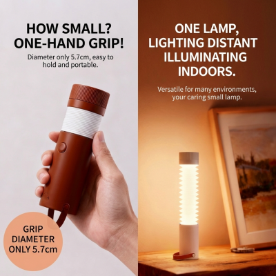 Foldable Outdoor Camping Light with Dual Brightness Modes â Rechargeable Red LED Tent Lamp, IP65 Waterproof, Magnetic Base & Adjustable Neck for Hiking and Emergency Use (Red).