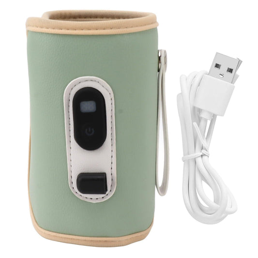 USB Baby Bottle Warmer â Portable Digital Milk Heater with 5-Temperature Settings, Rechargeable and Waterproof for Travel and Home Use (Green).