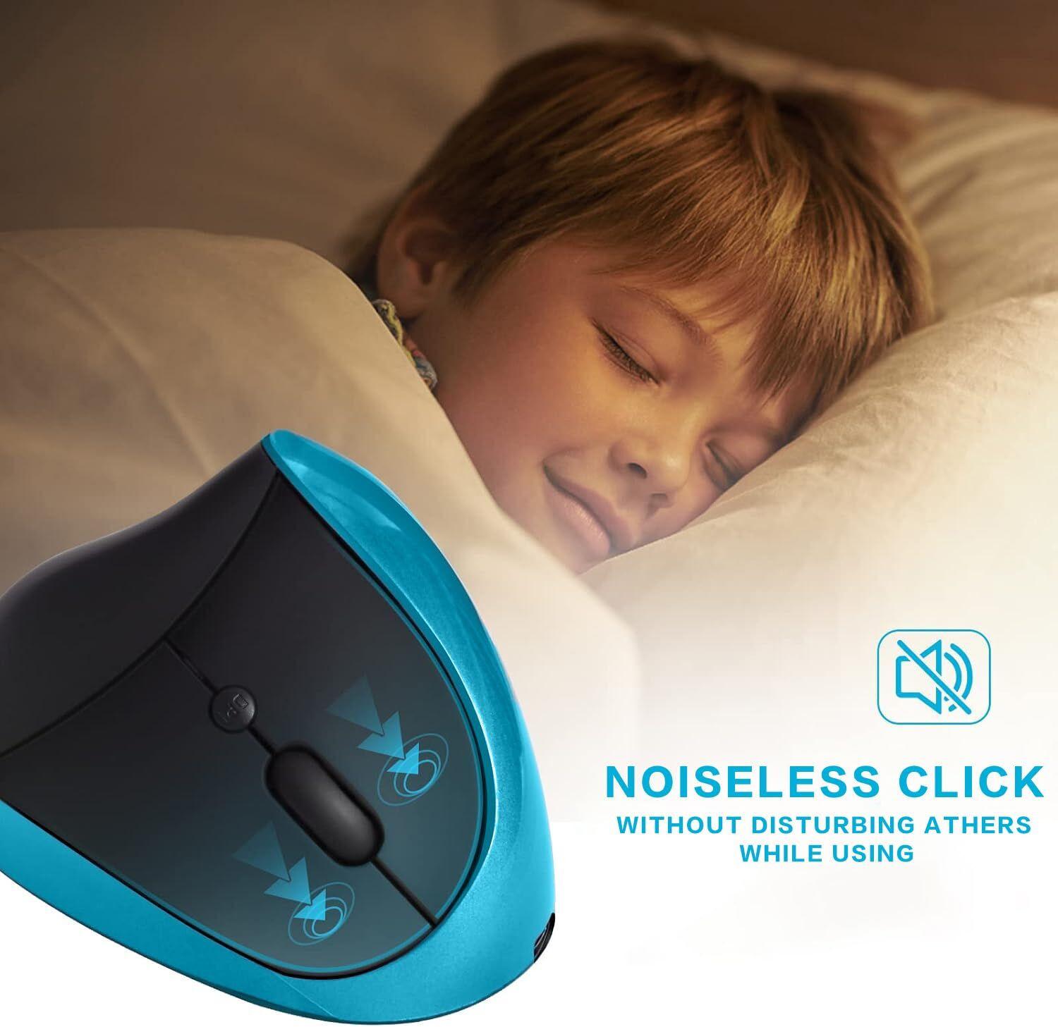 Blue Ergonomic Wireless Vertical Mouse (Small Hand-Friendly): USB-C Rechargeable, 2.4G 3-DPI, Reduce Wrist Strain (Right-Handed).