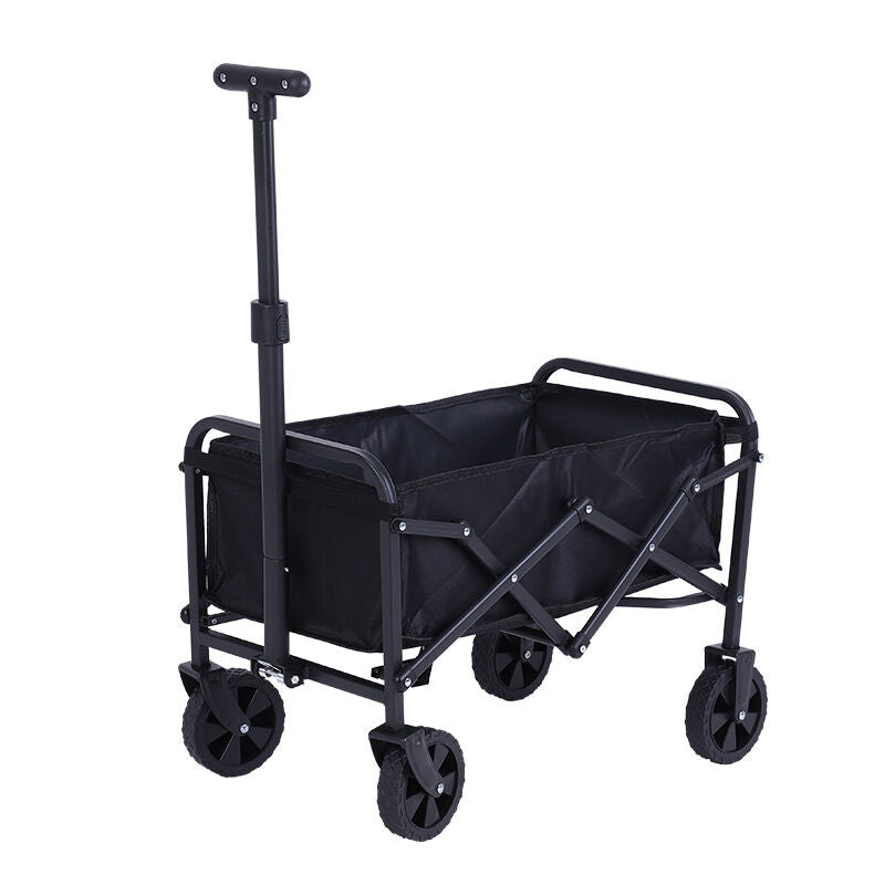 Foldable Camping Wagon: Retractable Handle, Lightweight Design for Outdoor Trips, Beach & Picnics.