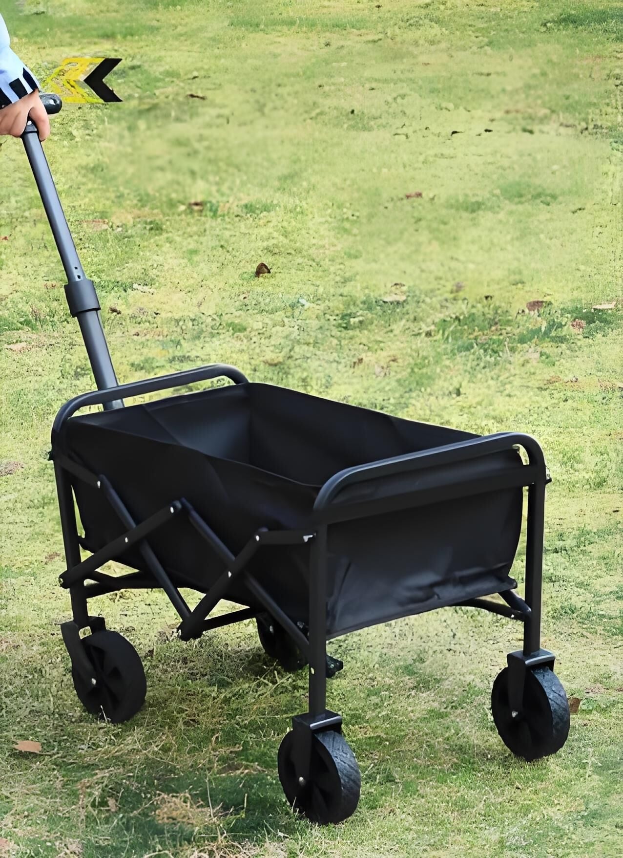 Foldable Camping Wagon: Retractable Handle, Lightweight Design for Outdoor Trips, Beach & Picnics.