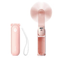 Handheld Mini Fan (Pink), 3-in-1 USB Rechargeable Portable Fan with Power Bank & Flashlight, Pocket Design for Travel & Summer.