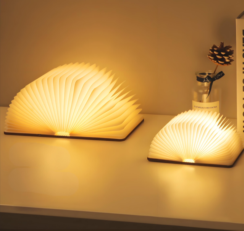 Christmas giftsRechargeable LED Book Night Light: Creative Folding Wooden Lamp with Magnetic Design for Bedrooms & Gifting(Maple Leaf White,L)