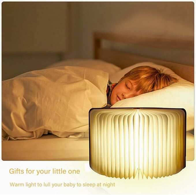 Christmas giftsRechargeable LED Book Night Light: Creative Folding Wooden Lamp with Magnetic Design for Bedrooms & Gifting(Walnut Black,XL)
