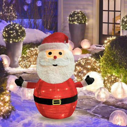 Lighted Christmas Santa Claus Decoration Lantern, 45 LED Collapsible Pop-Up Ornament with 8 Light Modes & Timer, Indoor Outdoor Holiday Décor